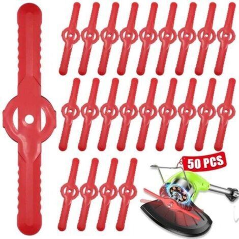 Lot de 50 lames de tondeuse à gazon en plastique, 135 mm, lames de rechange pour tondeuse à gazon sans fil, accessoires pour pelouse, jardin, verger, bois ou pastoral (1/4)