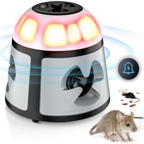Répulsif à ultrasons pour rongeurs intérieur et extérieur – Lampe torche intégrée – Détection automatique – Zone de couverture 20-600 m² (1/5)
