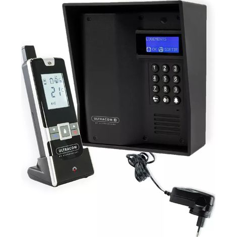 Interphone autonome sans-fil longue distance 600 mètres UltraCOM3 avec visière noire + combiné + transformateur 12V (1/5)