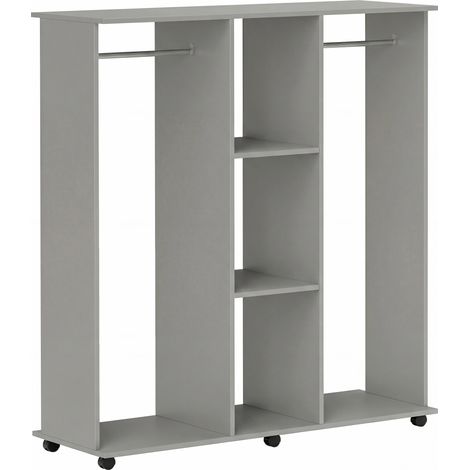 Perchero abierto con estantes y ruedas 120 x 40 x 128 cm gris HOMVRA (1/5)