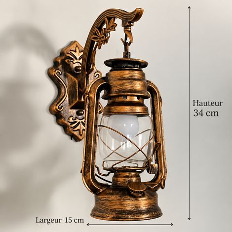 Applique Murale Rétro Chinoise Modèle D bronze jaune Abat-Jour Verre LED 150x390 mm 33 × 15 × 15 cm 800 g – Livraison gratuite