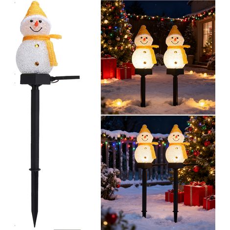Lampe solaire de Noël en forme de bonhomme de neige, lampe de jardin solaire étanche, Lumière de chemin de Noël extérieure, décorations de Noël (1/5)