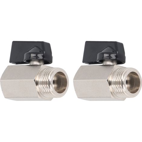 Lot de 2 vannes à bille G1/2 pivotantes à 90°, haute étanchéité, petit format, en laiton sablé (1/5)