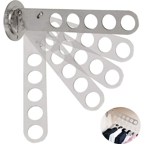 Wandaufhänger, Tür-Kleiderhaken, klappbare Garderobenständer, Edelstahl-Kleiderständer, Kleiderhaken, Wandhaken für Balkone und Kleiderschränke, Waschküchen, Badezimmer (5 Haken)