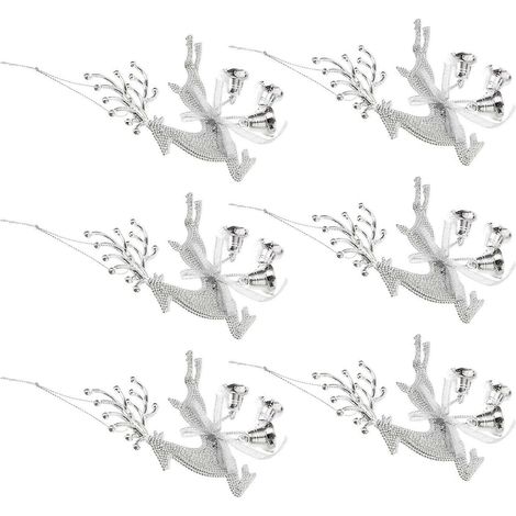 Ornements de Noël Cerfs Clochettes Décoration artisanale pour jardin 20x14x1cm 6 pièces (1/5)