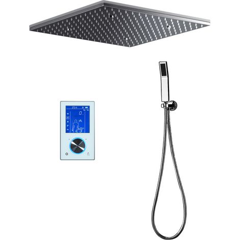 Duschsystem,Chrom Unterputz Duscharmatur,Multifunktional Duschsystem Mit Thermostat,Mit 495×495mm Kopfbrause Es Gibt Zwei Wasserabgabemodi,Handbrause Duschset,Mit Touch-Screen Duschbrause Regendusche (1/5)