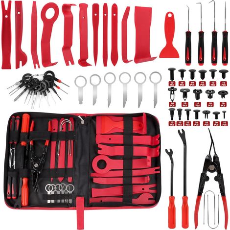 158 Pièces Outils de Levier Universels pour Voiture, Outils de DéMontage de Garnitures Trousse, Outil Demontage Garniture avec Broches de Retenue, Ensemble à Pince Et Extracteur D’Attaches (1/5)