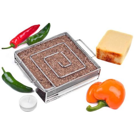 Carré, fumé en acier inoxydable Box barbecue copeaux de bois Backer, outils Camping extérieur (1/5)