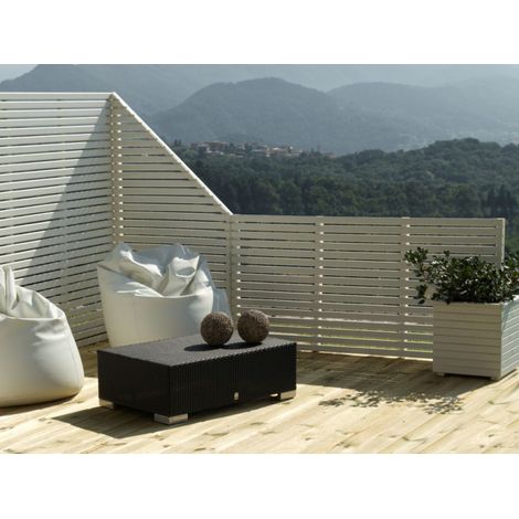 Frangivista in legno bianco 2 pezzi totali, pannelli 180x87 cm per privacy balcone e giardino - Esterni da Vivere (1/5)