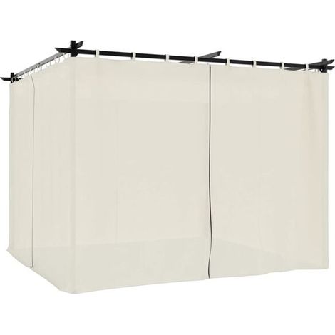 Gazebo en acier de 3x3 mètres avec rideaux beiges (1/5)
