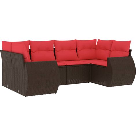 vidaXL 6 Piece Garden Sofa Set with Cushions Brown Poly Rattan (US only) (1/5)