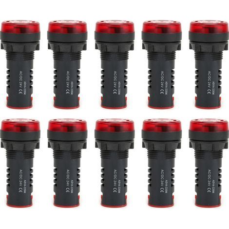 Buzzer LED BERM AD16-22SM, 10 pièces, Flash rouge, indicateur d'alarme, lampe Ac DC24V (1/5)