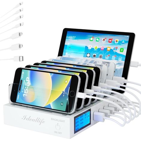 Organisateur de Station de Charge USB à 7 Ports pour Plusieurs appareils avec 7 câbles de Charge Courts,Station de Chargement pour Multi-Appareils, Compatible avec téléphones, Autres appareils (1/5)