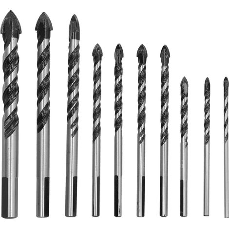 Foret carbure monobloc double lèvre pour percer carrelage verre 10 pièces kit outil de trou (1/5)