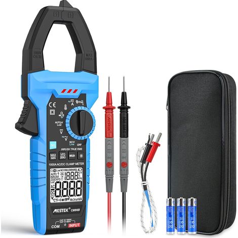 MESTEK Pince multimètre numérique de surtension 1000 A TRMS 6000 ampères Testeur de tension avec NCV VFD Mode LOZ, voltmètre à plage automatique Mesure du courant AC/DC Tension Température Résistance (1/5)
