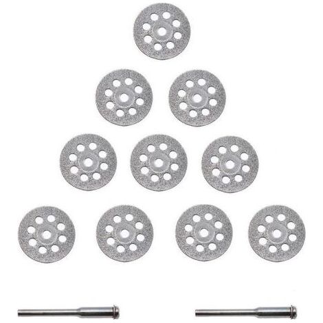 Kaelt - 10 Pcs Disque Diamant Coupe de Diamant Matériaux 22 mm + 2 x Mandrin en Acier au Carbone Fraiseuses à Lamelles PourIdéal Pour la Coupe Pierres Précieuses, Verre, Céramique, Porcelaine, Carreau (1/5)