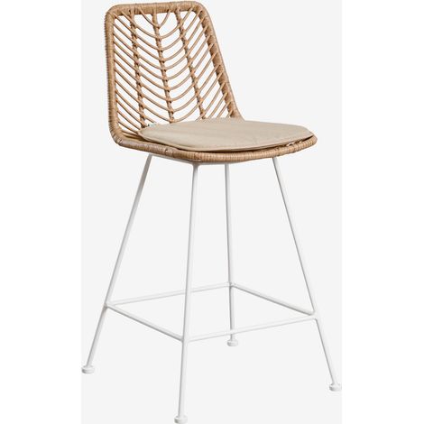 Tabouret de jardin haut en rotin synthétique Gouda Natural SKLUM NATUREL ↑65 cm         Blanc