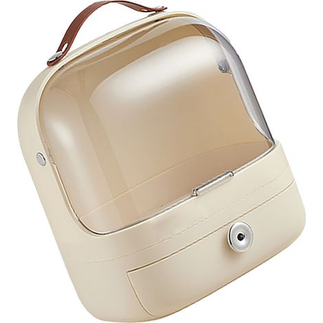 Kosmetikaufbewahrungsbox mit Schublade, transparentem Deckel, tragbarer Make-up-Organizer, Präsentationsbox, Cremeweiß (1/5)