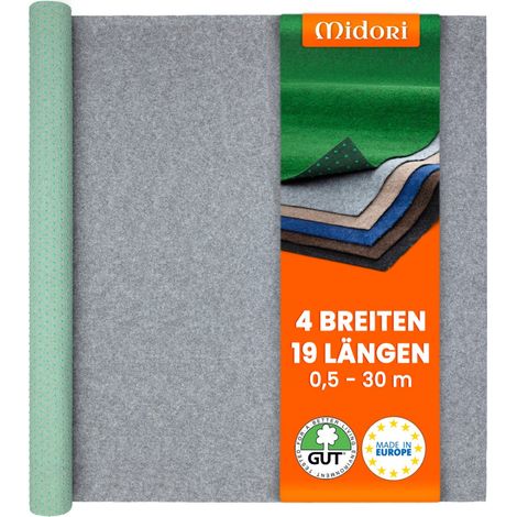 Rasenteppich 200 x 400 cm Grau mit Noppen Kunstrasen Teppich Balkon Terrasse Outdoor