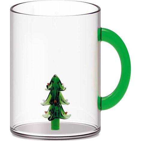 TAZZA IN VETRO BOROSILICATO 420ML ALBERO DI NATALE