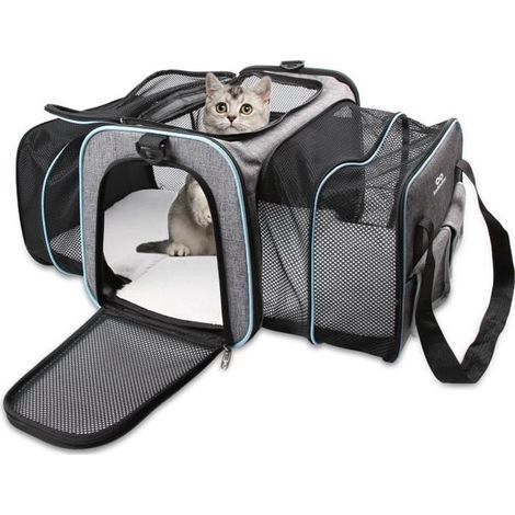 Sac de transport pour chat et chien pliable et extensible INFINITOO - Gris - Convient aux animaux jusqu\'à 12kg (1/4)