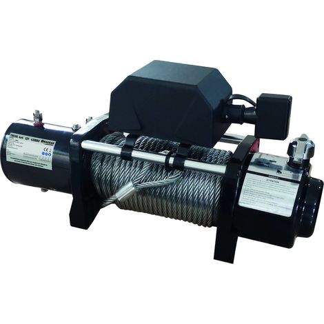 Drakkar Equipement – Treuil électrique 4,3 tonnes – 12V – 4000W – Longueur câble 28m – Commande à distance 3,7m – Pour chantiers humides (1/4)