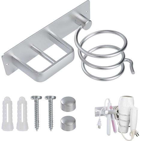 Haartrocknerhalter Aluminium Wandmontage Fönhalter mit Zwei Löchern (1/5)