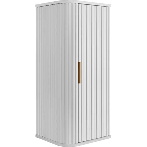 Mobile da bagno, bianco, maniglia dorata, 79 x 35,5 x 31,5 cm (1/5)