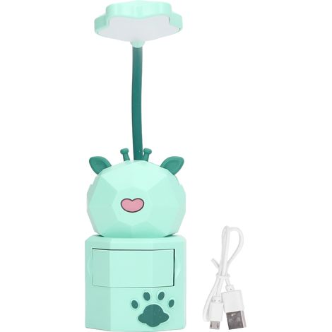 Ortviai Lampe de bureau LED 5 V / 3 W avec col de cygne et charge USB – YC-5802 en vert, lampe de chevet rechargeable (1/5)