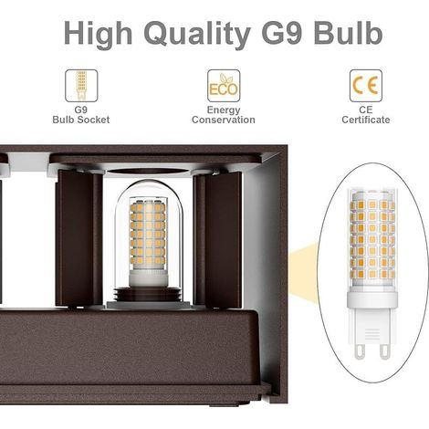 Applique Murale Interieur/Exterieur IP54 Avec Angle de Faisceau Réglable Lampe Murale Interieur Blanc Chaud 3000K luminaires Extérieur Up Down Design (Bronze) (1/5)
