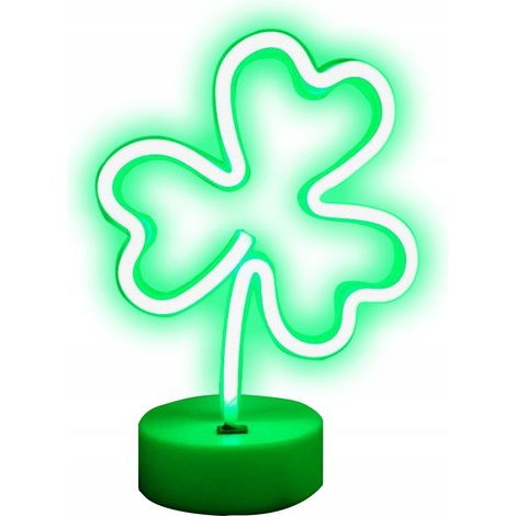 Lampe LED néon trèfle porte-bonheur USB/piles (1/5)