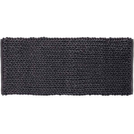 Tapis de Salle de Bain Tissé Épais 50x120cm Gris Foncé (1/4)