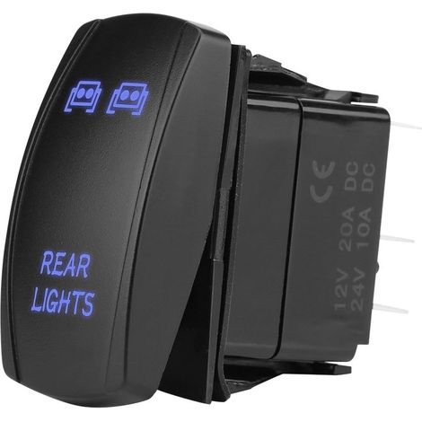 Indicateur LED PSPT Design Interrupteur de Luxe avec Lumière Bleue, en Plastique ABS, pour Barre Lumineuse LED, Phares de Travail, Antibrouillards et Phares, avec 5 Broches.. (1/5)