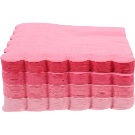 100pièces Lot de Serviettes de Cocktail Festonnées Roses Papier Jetables pour Anniversaires et Décorations de Table (1/5)