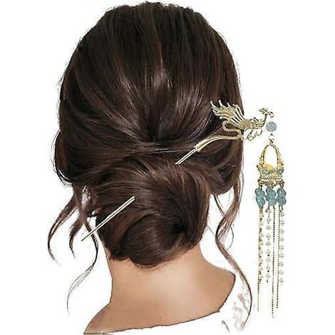Haarstab, verziert mit einer eleganten Laterne und Perlen, Vintage-Haarnadel aus Metall, passend zu Cloisonné-Frisuren für Damen. (1/5)