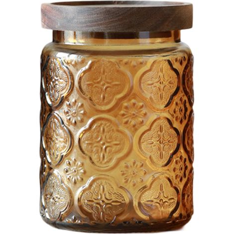 Glasgefäß, Bonbonglas mit Deckel, Vintage-farbenes Mason-Glas für die Küche, dekoratives Glas für Kaffee, Tee, Süßigkeiten und Kekse, hübsches Glas.