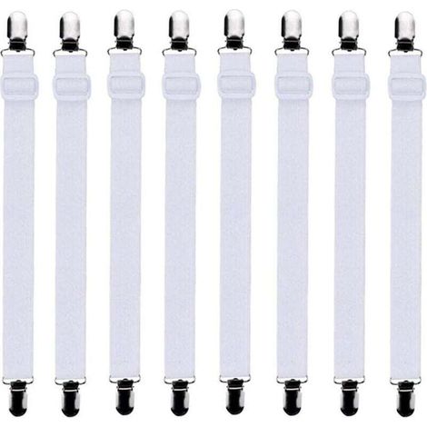 8Pcs (60cm à 200cm) Tendeur Drap Housse Lit Drap Réglable,Tendeurs de Maintien,Convient à Tous Lits et Matelas,Blanc (1/4)