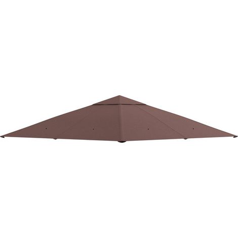 Toile de rechange pour pavillon tonnelle tente toit de remplacement gazebo de jardin tissu polyester haute densité 180 g/m² anti-UV 3 x 3 m café (1/5)