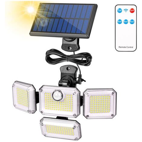 [JAMAIS UTILISÉ]Lumière Solaire Extérieure, [333LED/3 Modes] Projecteur Solaire Extérieur Étanche Projecteur Solaire LED, Angle d'éclairage 240° avec Télécommande, Câble 5M (1/5)