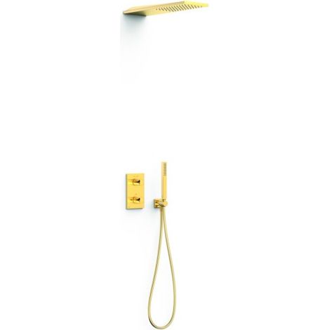 Kit robinet thermostatique encastré 2 voies pour douche Therm-box Or 24K - TRES 21135005OR