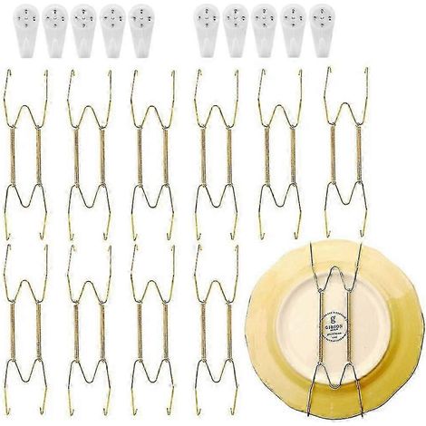 Supports muraux en acier inoxydable pour assiettes, crochets décoratifs compatibles avec les assiettes, présentoir à vaisselle. (1/2)