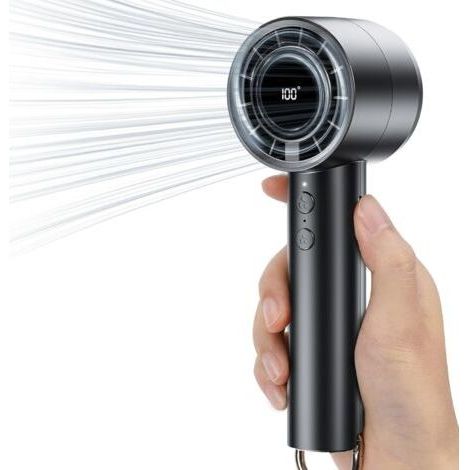 Tragbarer Ventilator, 5 Geschwindigkeitsstufen mit USB-Ladeanschluss, Taschenventilator mit LED-Anzeige für Windgeschwindigkeit und Leistungsstufe (1/5)