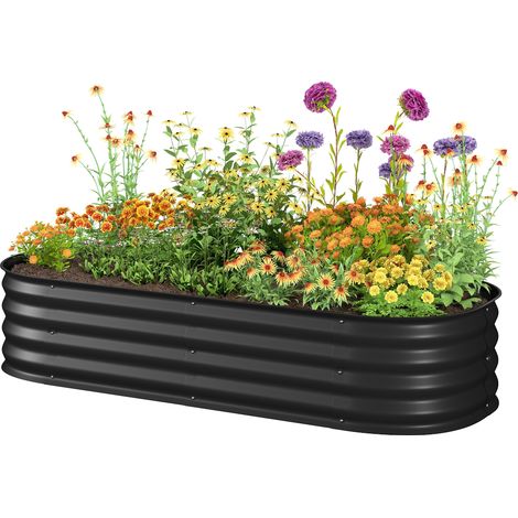 Jardinière surélevée carré potager acier modulable légumes plantes fleurs 150 x 62 x 30 cm noir