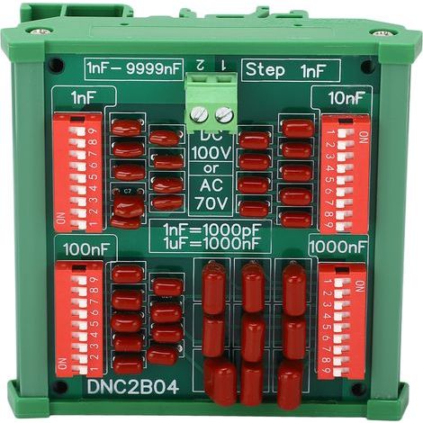Panneau de condensateur Programmable 1nF, étape à 4 chiffres, Film en polypropylène, DC100V AC70V DNC2B04 avec Rail (1/5)
