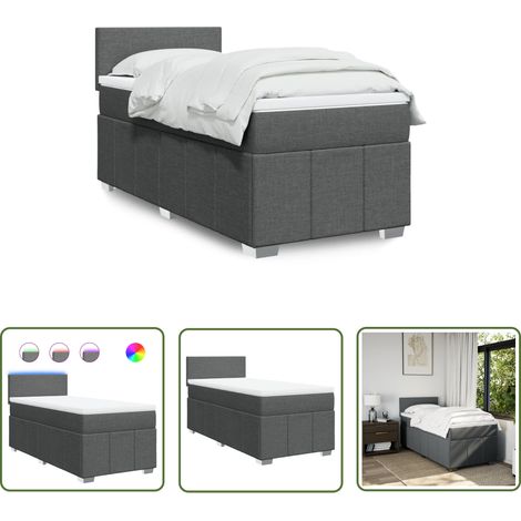 vidaXL Boxspringbett mit Matratze Dunkelgrau 100x200 cm Stoff (1/5)