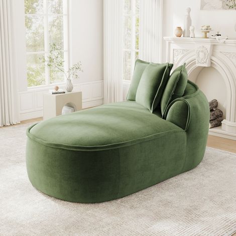 Canapé Modulable en Chenille Vert Canapé d'Angle avec Chaise Longue Droite Dossier Ergonomique pour Salon Moderne (1/5)