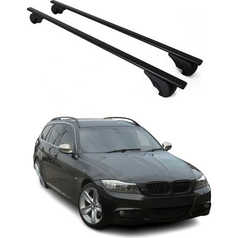 OMAC Dachträger Querträger für BMW 3er E91 Touring 2004-2012 – Abschließbar – Max. 75 kg – 2 Stangen Schwarz (1/5)