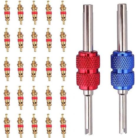 2 Démonte Obus de Valve des Pneus,20 Obus de Valve Assortiment des Outils pour Réparation de Pneu pour Vélo Moto Voiture Camion-Ywey (1/5)