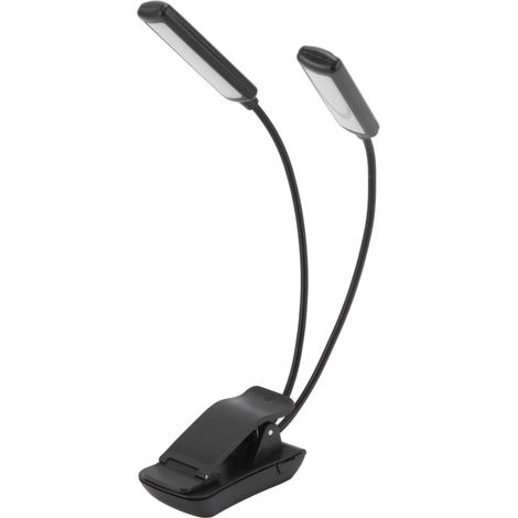 Wiederaufladbare LED-Leselampe mit USB-Anschluss, Augenschutz, 360°-Schwanenhals und Klemme, doppelte Leselampe zum Lernen und Campen (1/5)