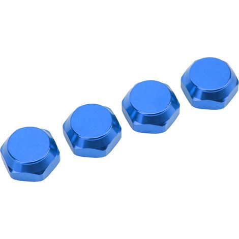 4pcs 1/8 RC Écrous de Moyeu Hexagonaux Anti-poussière Légers 17mm Aluminium Adaptateur de Roue Hexagonale Bleu (1/5)